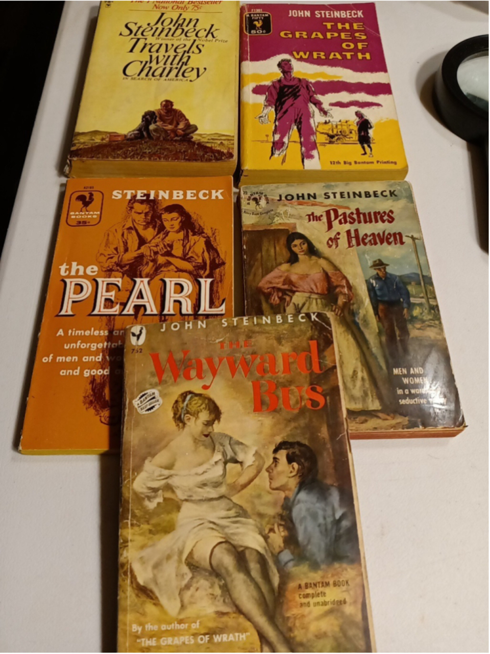 THE GRAPES OF WRATH by JOHN STEINBECK 1956? PB, vintage book bundle wayward bus